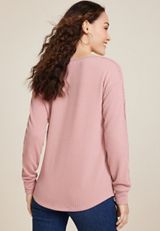Wavy Ribbed Crochet Trim Blouse, C8503, small