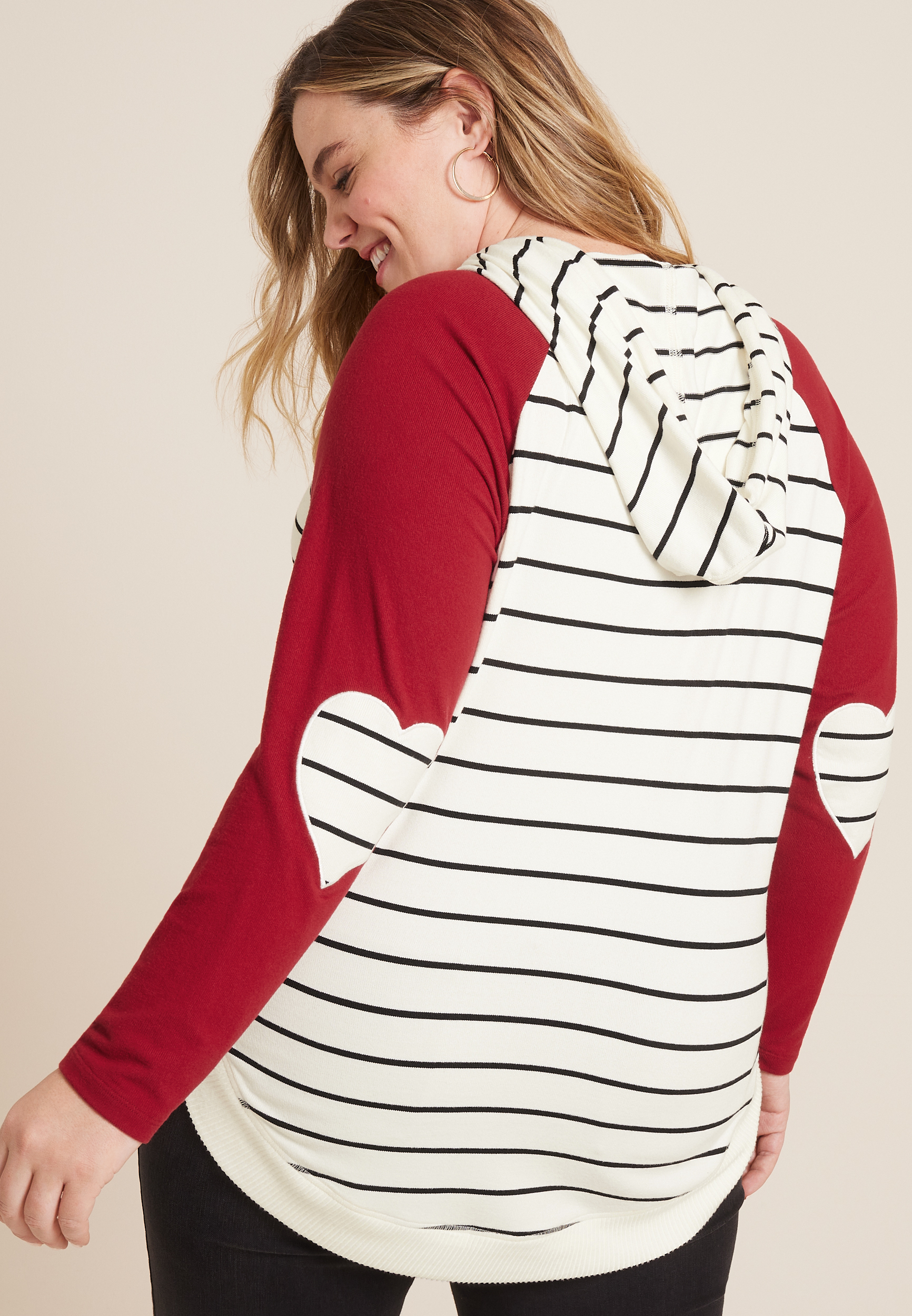 Plus Size Haven Striped Colorblock Hoodie, C2380, large