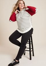 Plus Size Haven Striped Colorblock Hoodie, C2380, small