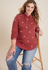 Plus Size Haven Heart Hoodie, RED EARTH COMBO, small