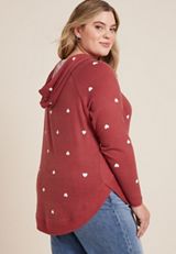 Plus Size Haven Heart Hoodie, RED EARTH COMBO, small