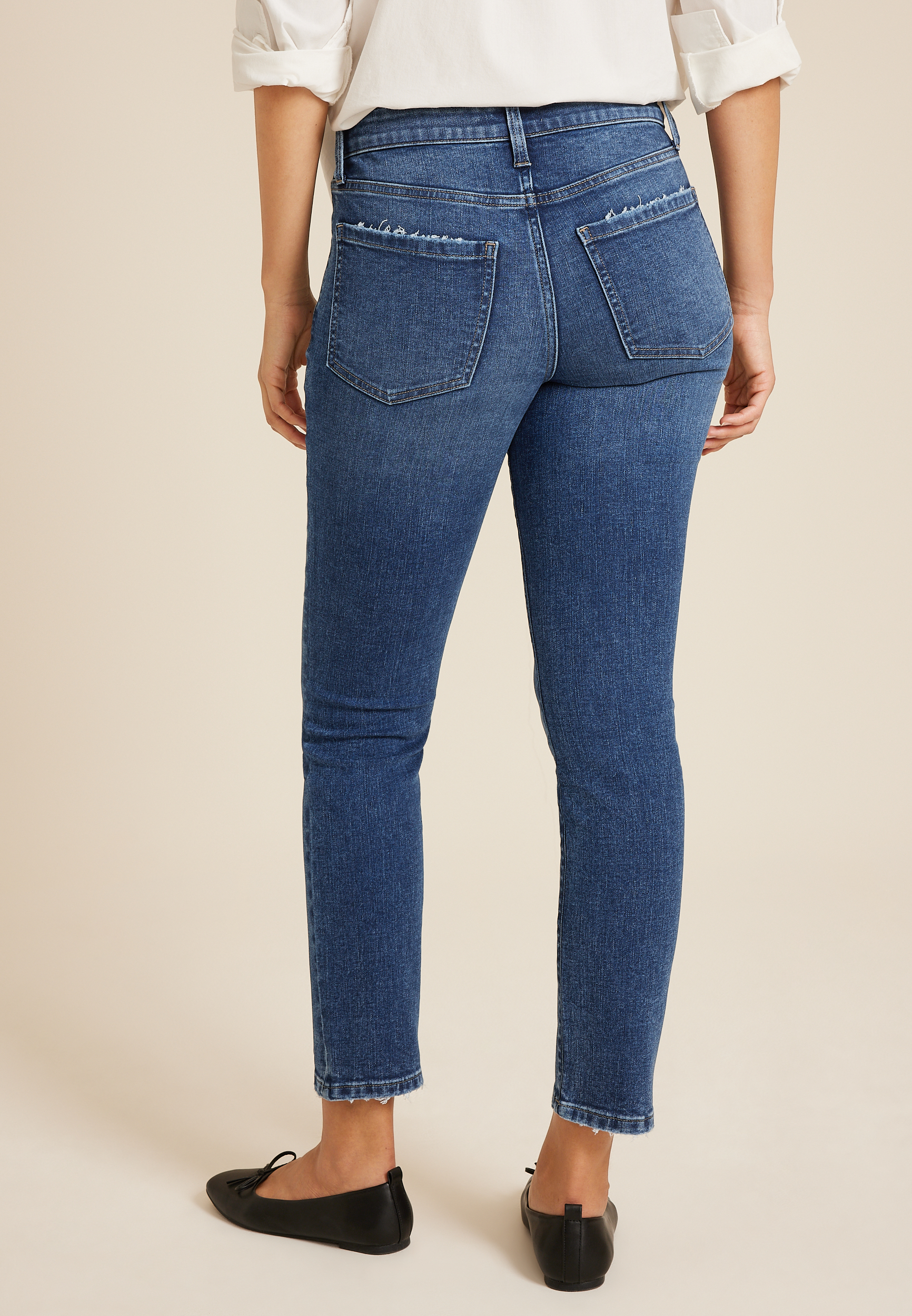m jeans by maurices&trade; Dark Mid Rise Slim Straight Ankle Jean, DARK SANDBLAST, large