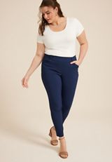 Plus Size Bengaline Mid Rise Skinny Pant, BLUE JASMINE, small
