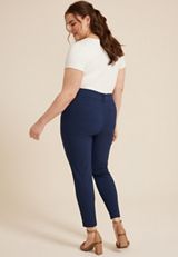 Plus Size Bengaline Mid Rise Skinny Pant, BLUE JASMINE, small
