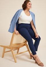 Plus Size Bengaline Mid Rise Skinny Pant, BLUE JASMINE, small