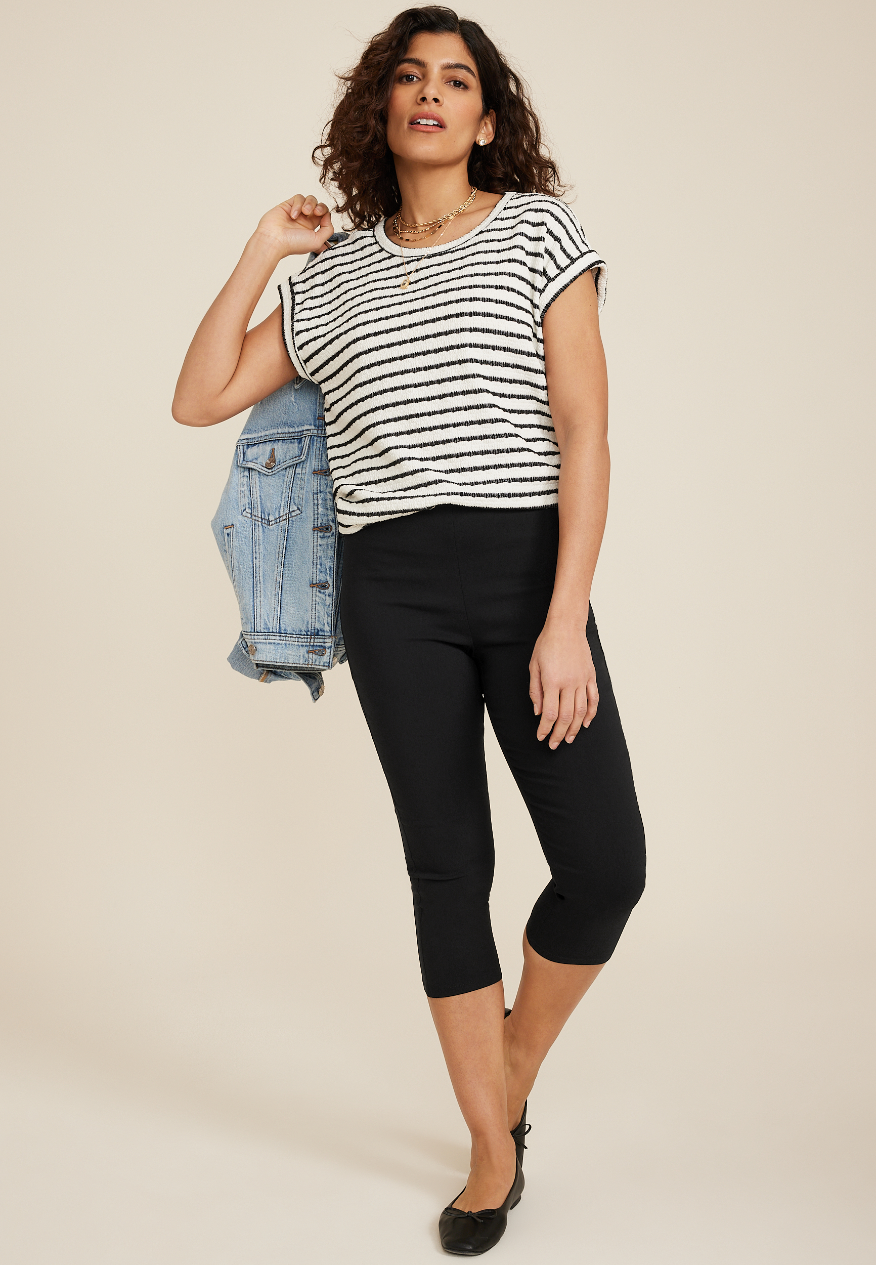 Bengaline Mid Rise Skinny Capri Pant, , large