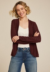 Open Stitch Front Tie Cardigan