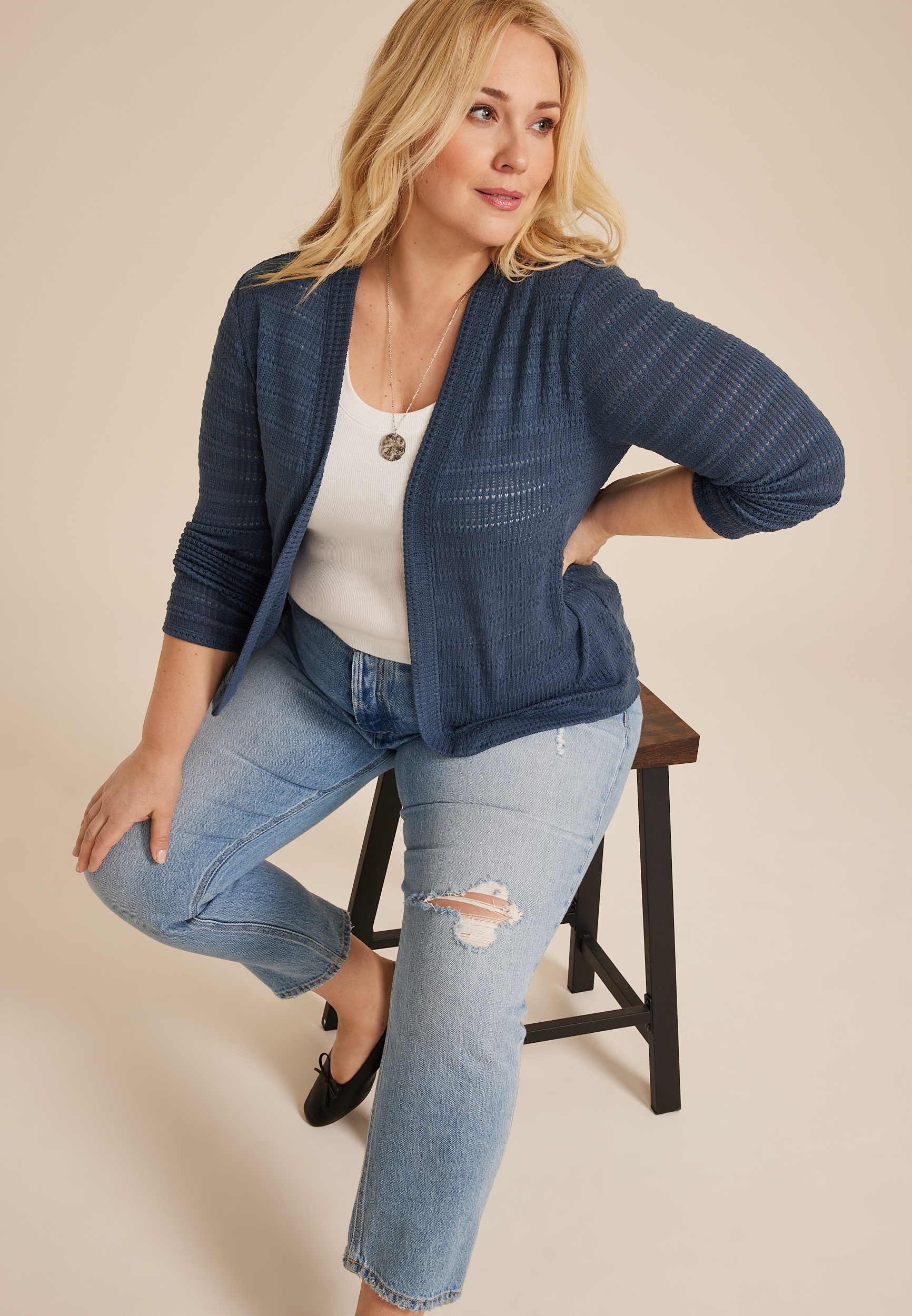 Plus Textured Cardigan