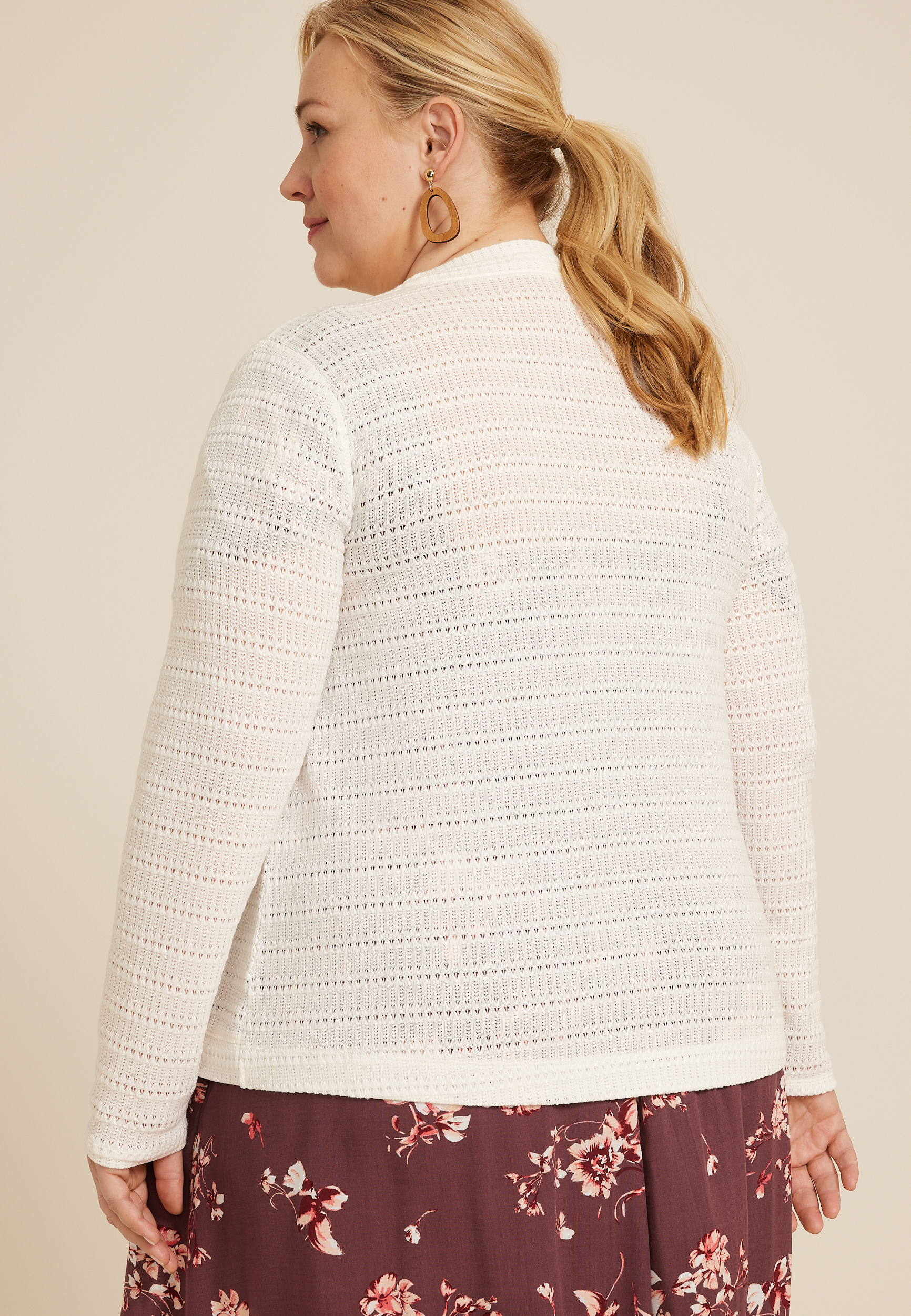 Plus Size Textured Cardigan, C4673, large