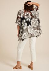 Black And White Mesh Embroidered Kimono, C1756, small