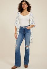 Floral Clip Dot Kimono, WHITE COMBO, small