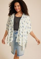 Floral Clip Dot Kimono, WHITE COMBO, small