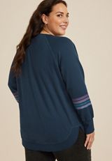 Plus Size Sunhaven Crew Neck Sweatshirt, WASHED NAVY COMBO, small