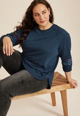 Plus Size Sunhaven Crew Neck Sweatshirt, WASHED NAVY COMBO, small