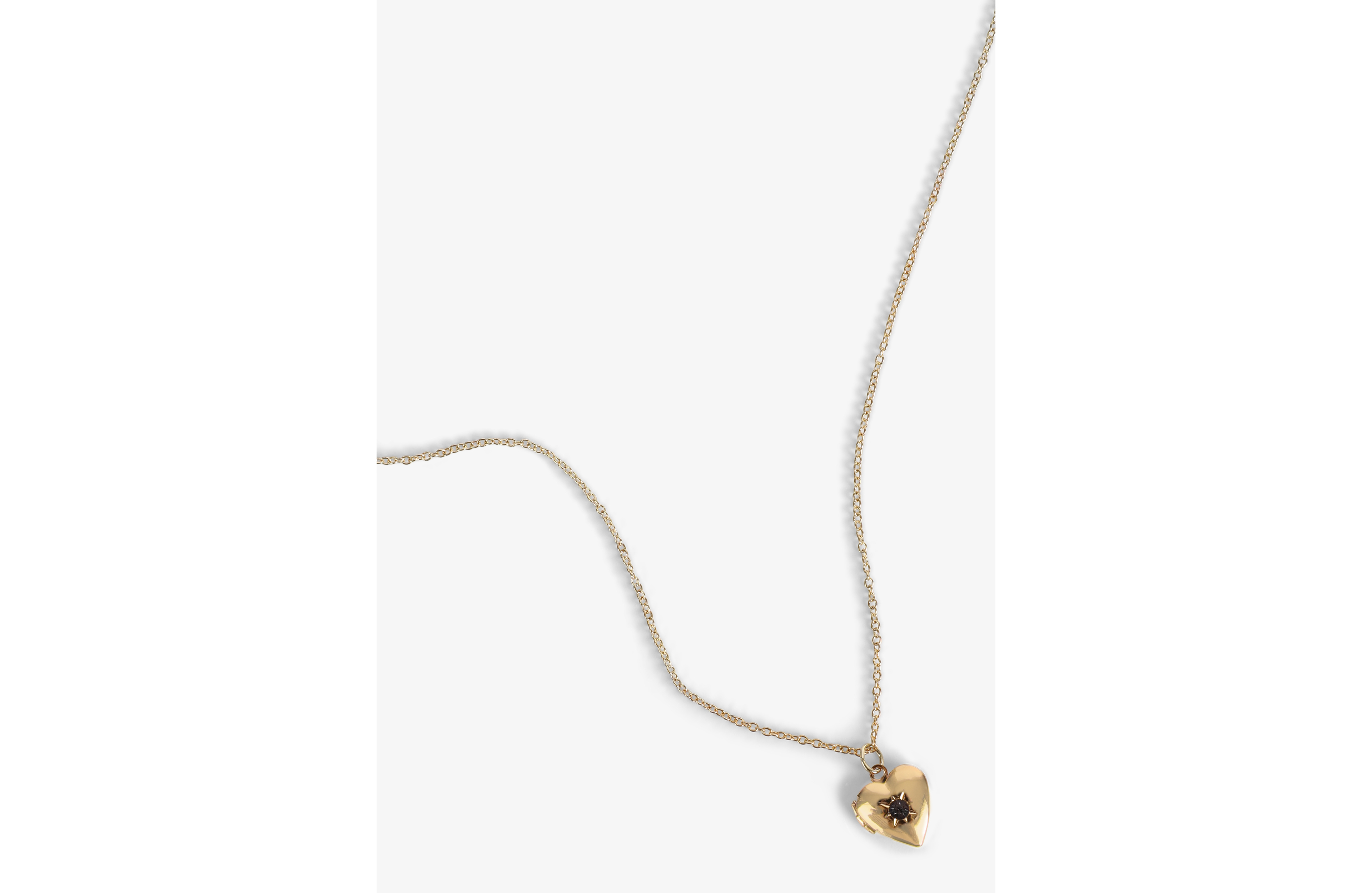 Gold Birthstone Heart Locket Pendant Necklace