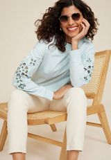 Eyelet Sleeve Sweatshirt, C7136, small
