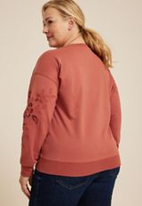 Plus Size Eyelet Sleeve Sweatshirt, C9347, small