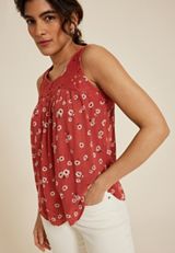 Floral Lace Yoke Tank Top, C1570, small