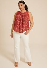 Plus Size Floral Lace Yoke Tank Top, C1570, small