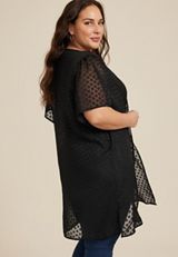 Plus Size Black Heart Kimono, BLACK, small