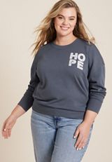 Plus Size Crochet Hope Relaxed Fit Sweatshirt, C1505, small