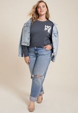 Plus Size Crochet Hope Relaxed Fit Sweatshirt, C1505, small