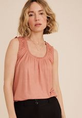 Effortless Ruched Shimmer Tank Top, , small