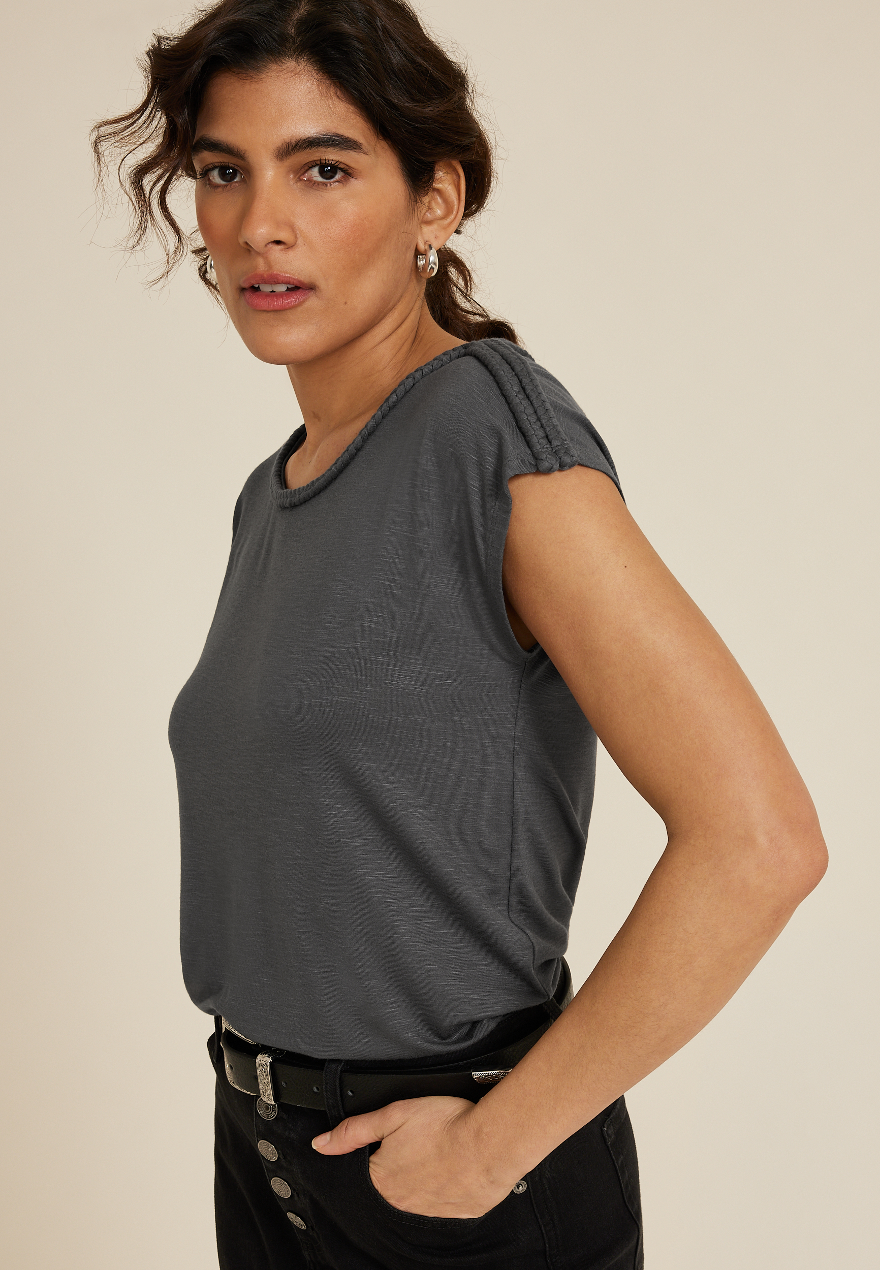 Braided Trim Dolman Tee