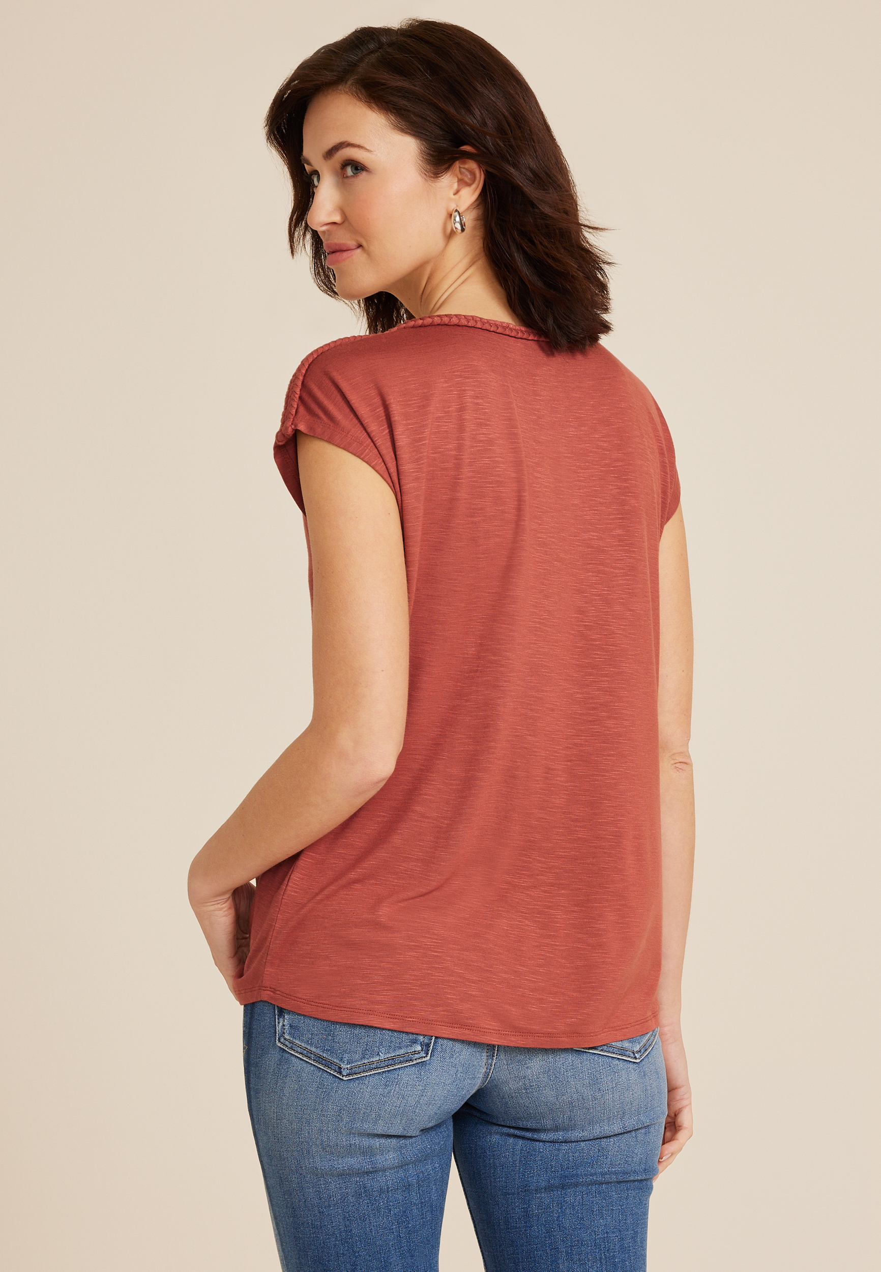 Braided Trim Dolman Tee, C9347, large