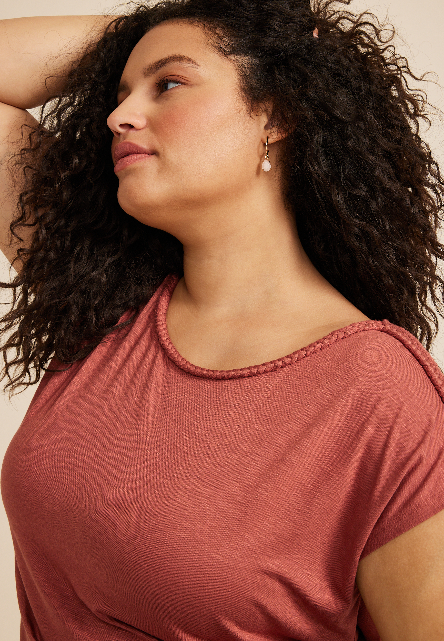 Plus Size Braided Trim Dolman Tee, C9347, large