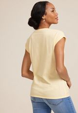 24/7 Austin Striped Knot Hem Short Sleeve Tee, GOLDEN HAZE, small