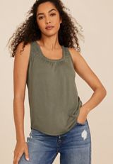 Effortless Ruched Tank Top, DUSTY OLIVE, small