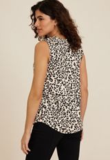 Effortless Ruched Animal Tank Top, NATURAL COMBO, small