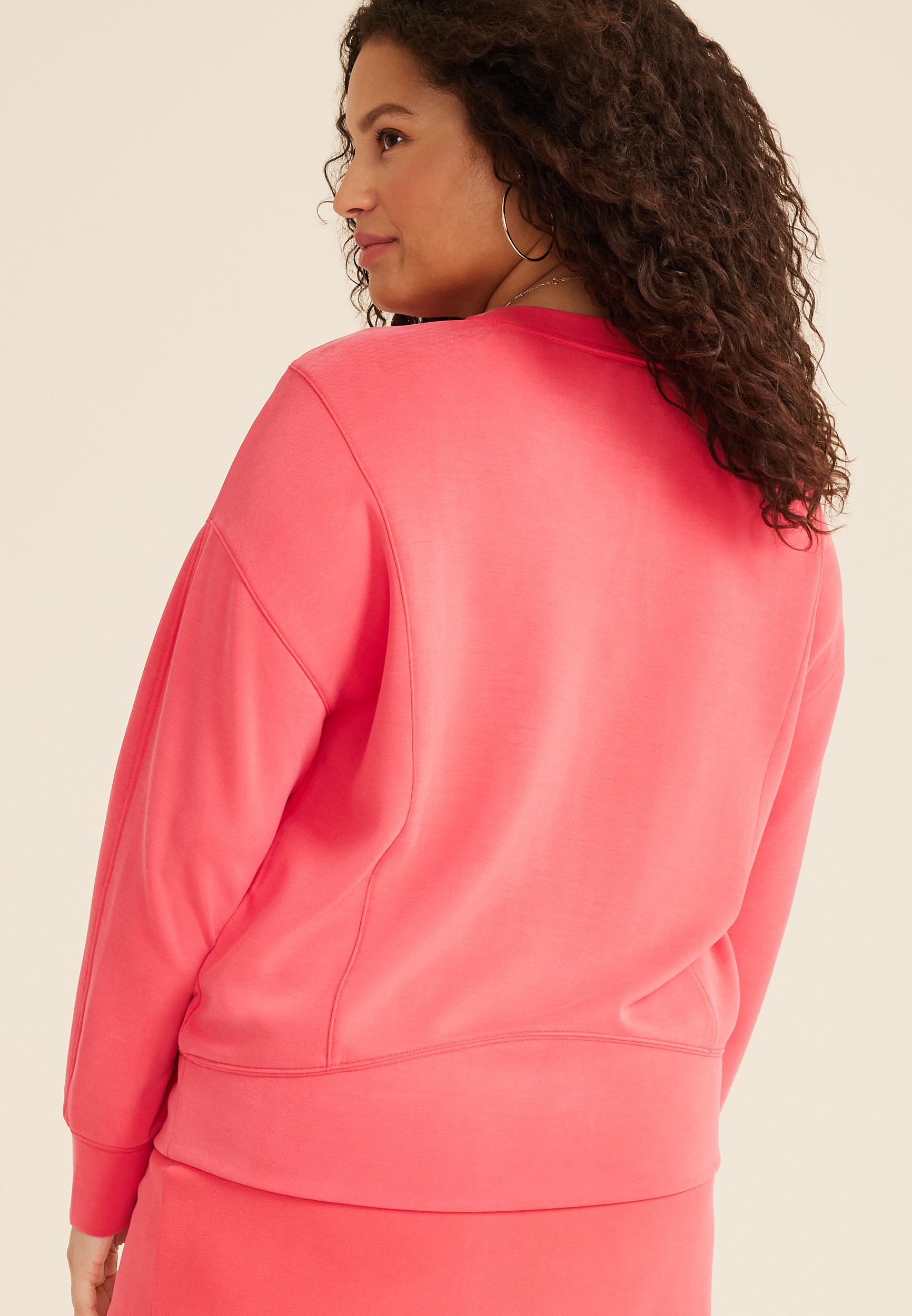 Plus Size Cloud Scuba Knit Crew Neck Sweatshirt, C9148, large