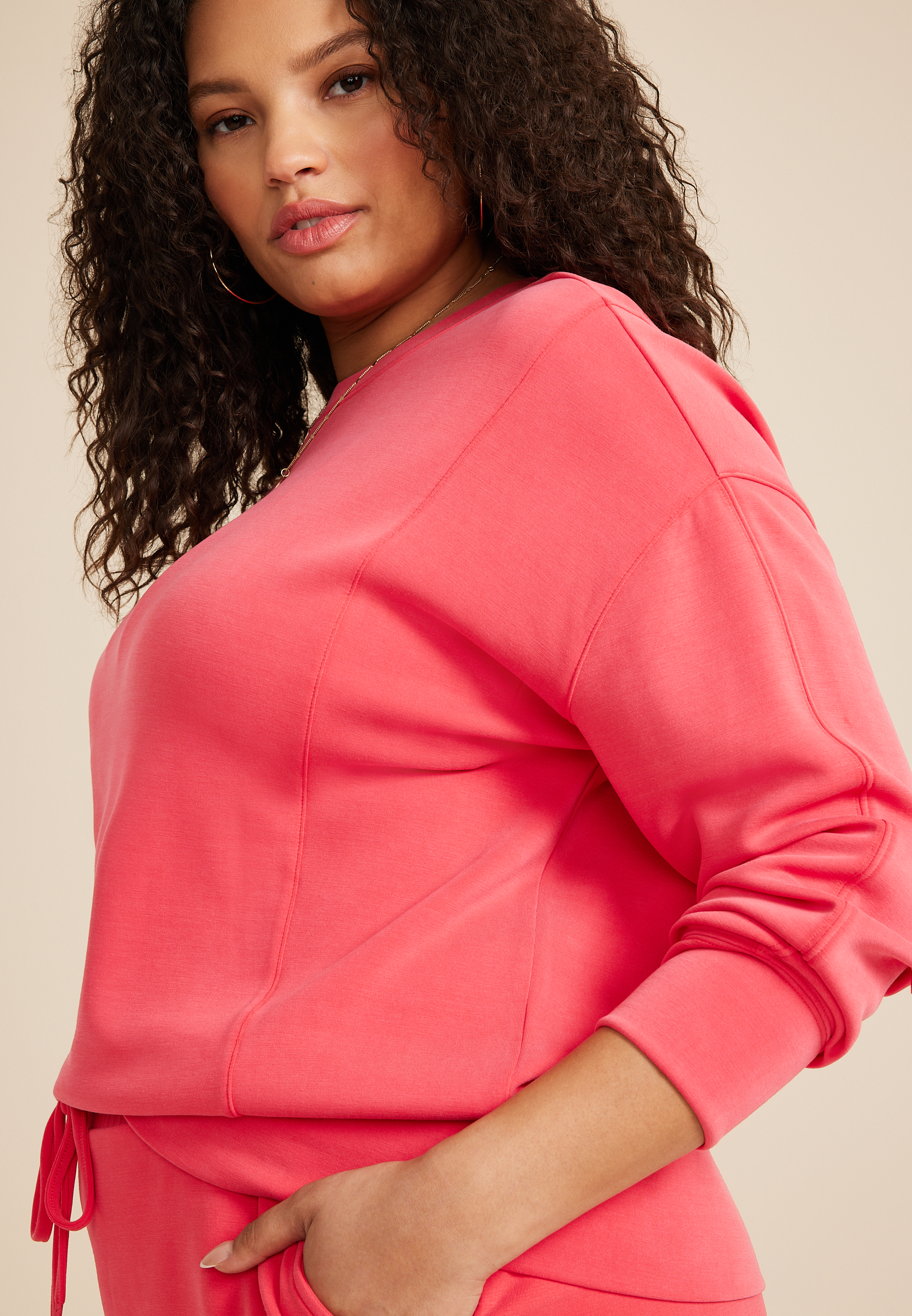Plus Size Cloud Scuba Knit Crew Neck Sweatshirt, C9148, large