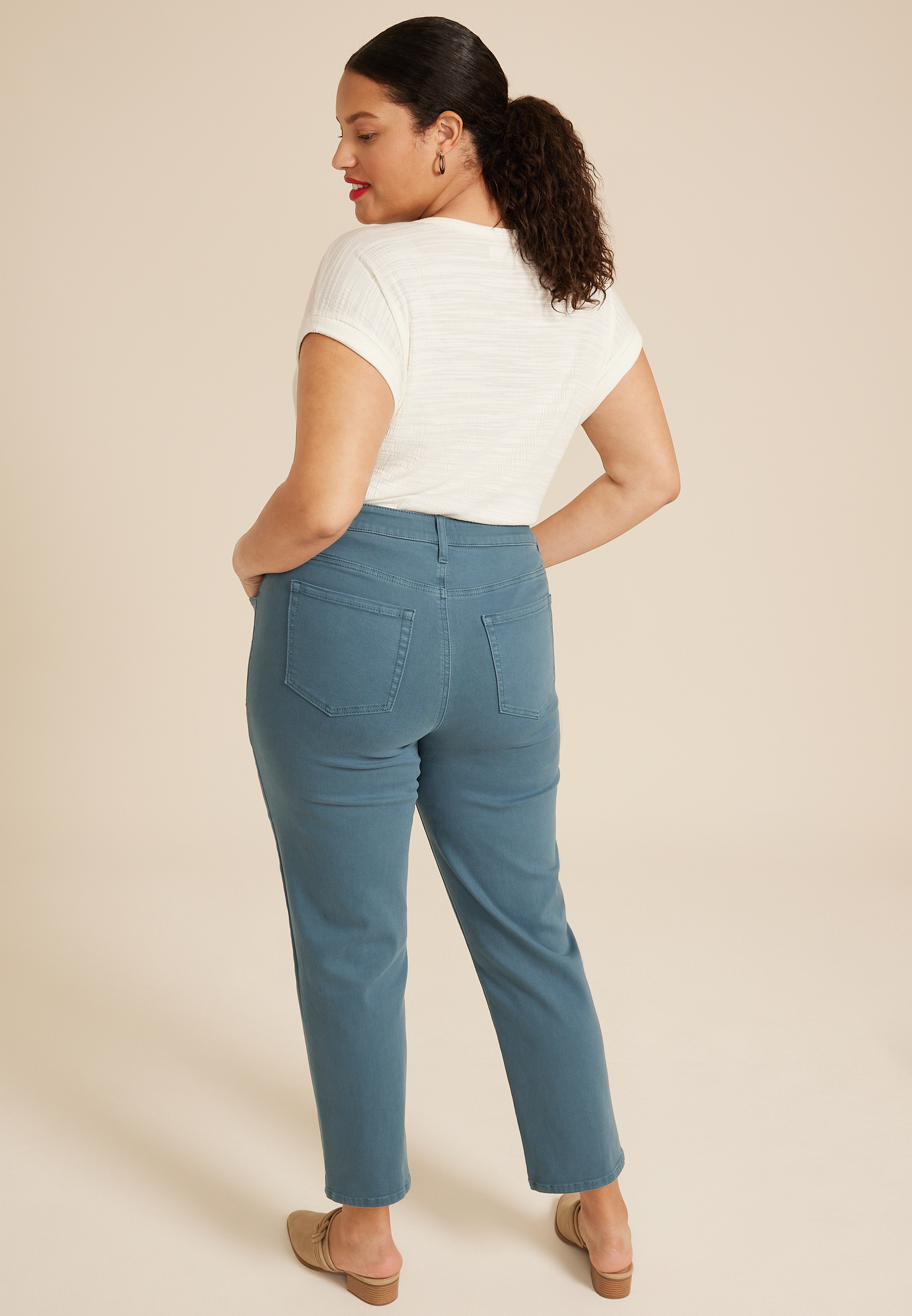 Plus Size m jeans by maurices™ High Rise Color Slim Straight Ankle Jean