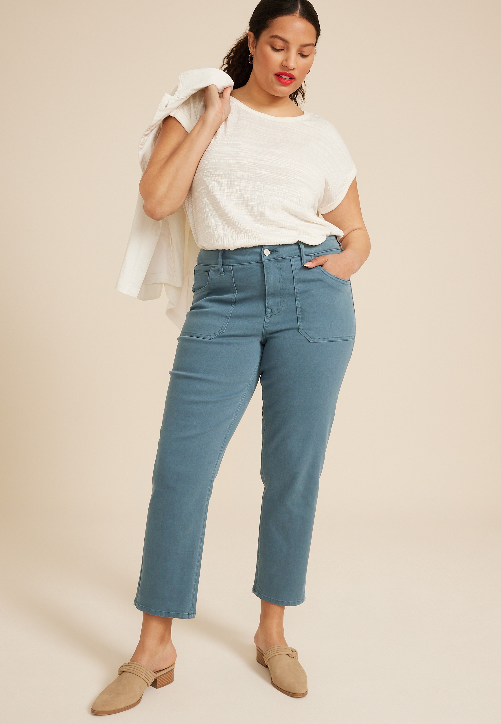 Plus Size m jeans by maurices™ High Rise Color Slim Straight Ankle Jean