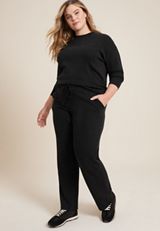 Plus Size Cloud Scuba Knit Wide Leg Sweatpant, C106, small