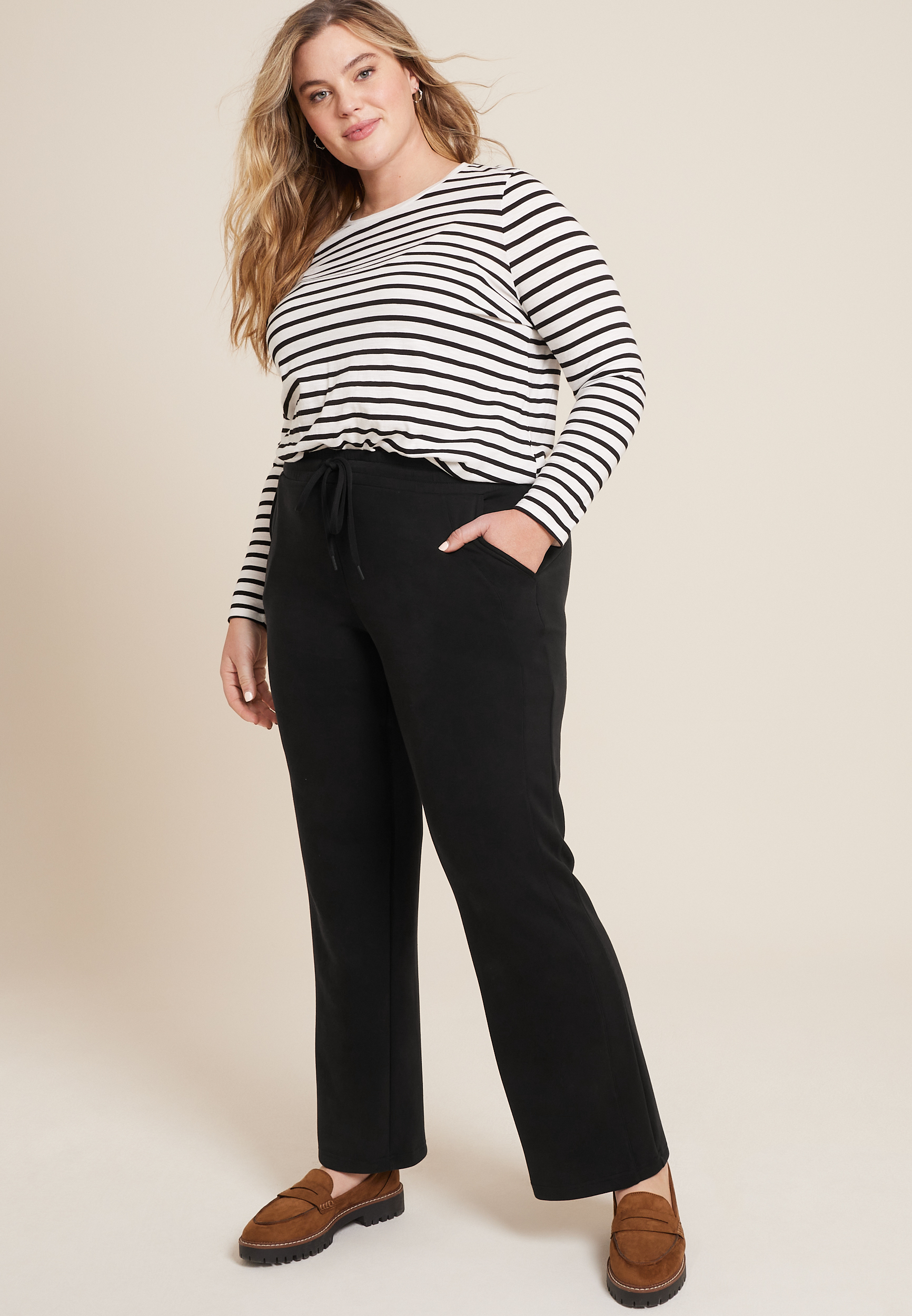 Plus Size Cloud Scuba Knit Wide Leg Sweatpant, C106, large