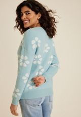 Floral Crew Neck Sweater, C1578, small