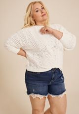 Plus Size m jeans by maurices&trade; Dark High Rise Crochet Hem 5in Short, , small