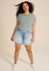 Plus Size KanCan™ Mid Rise Fray Hem 8in Bermuda Short