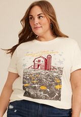 Plus Size Support Your Local Farmers Oversized Fit Graphic Tee, , small