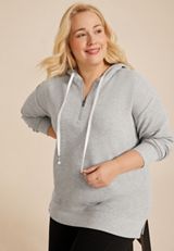 Plus Size Ribbed Knit Hoodie, C151, small