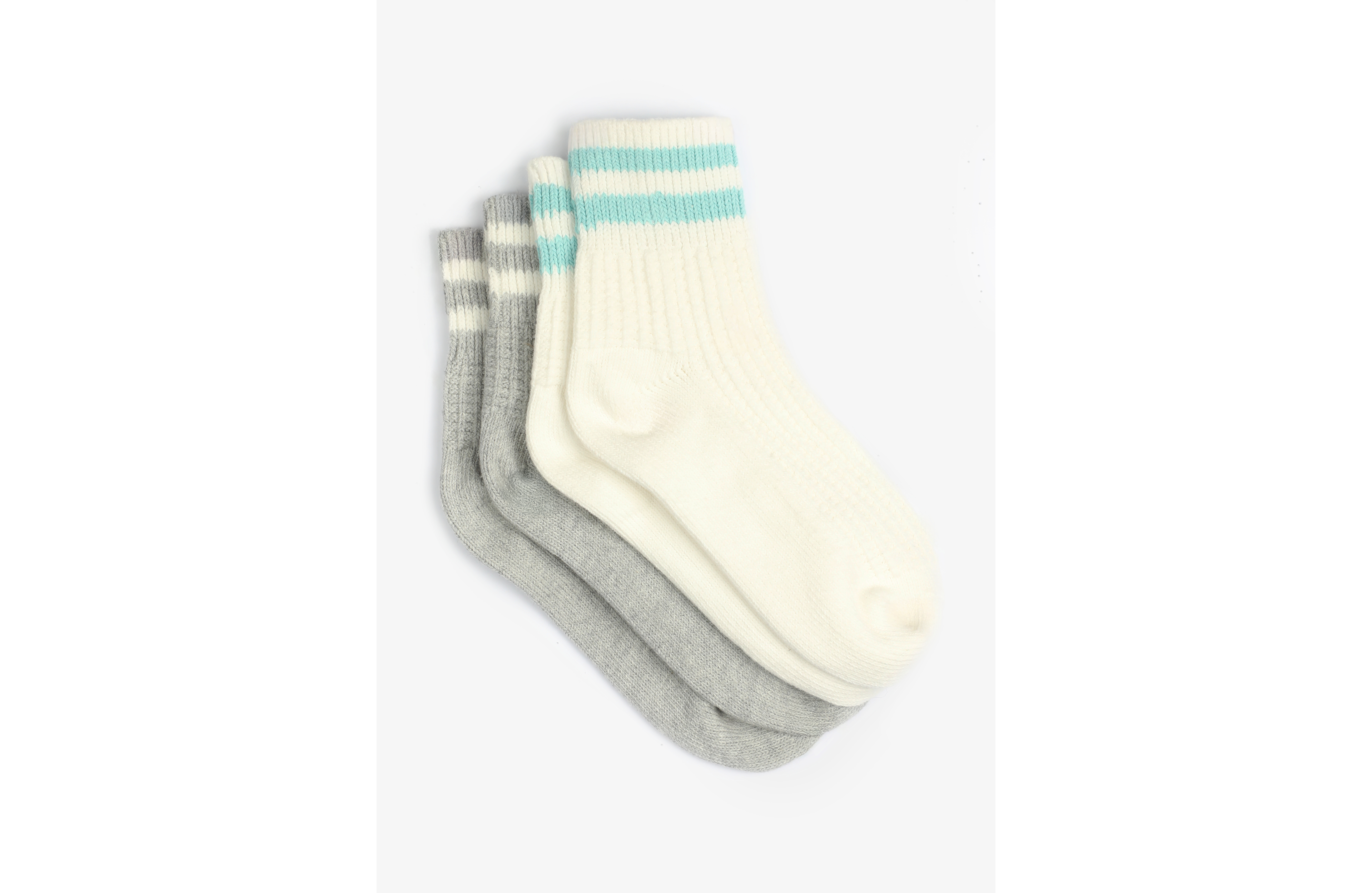 2 Pack Striped Waffle Short Crew Socks