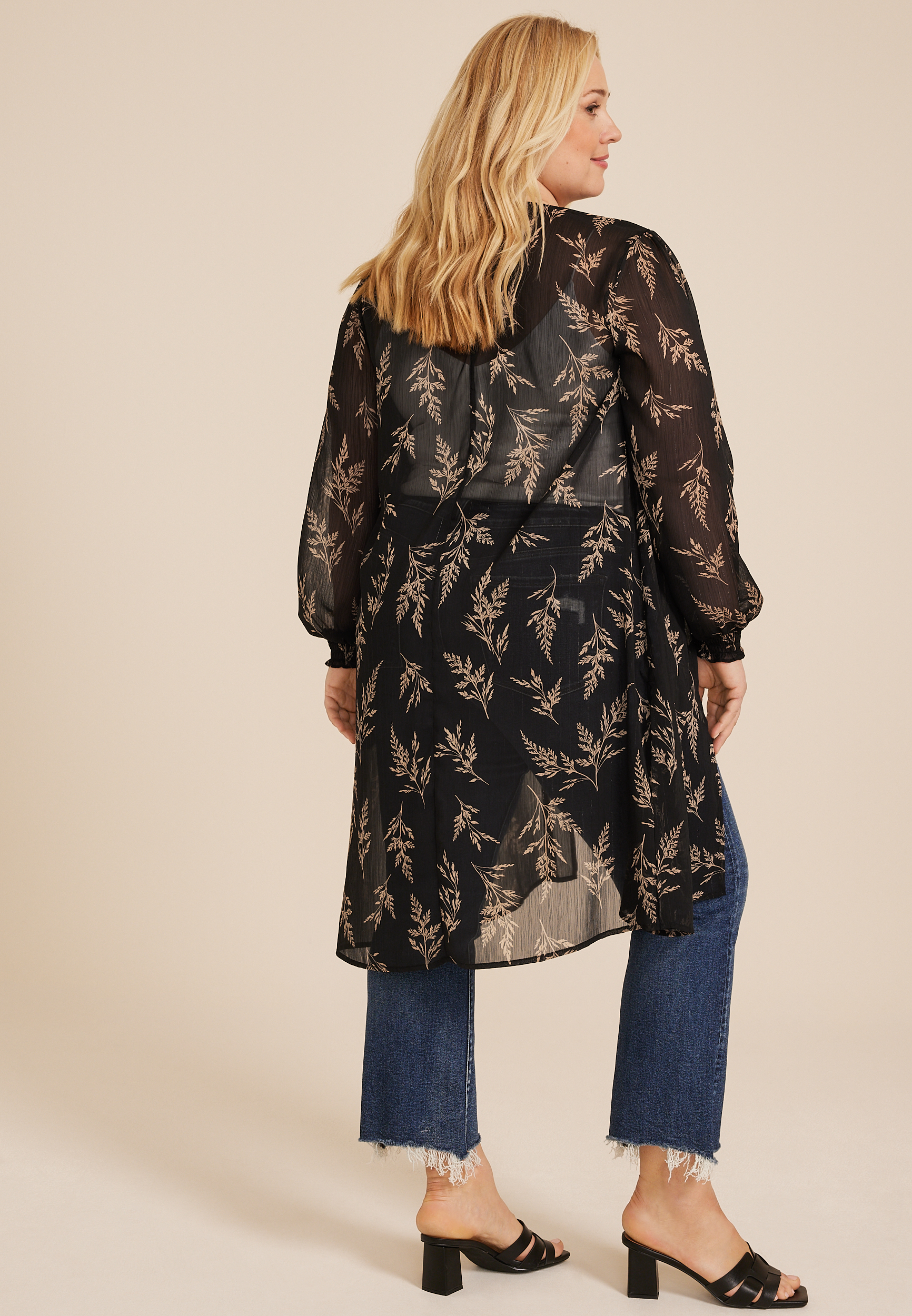 Plus Size Hay Leaf Kimono, C1756, large