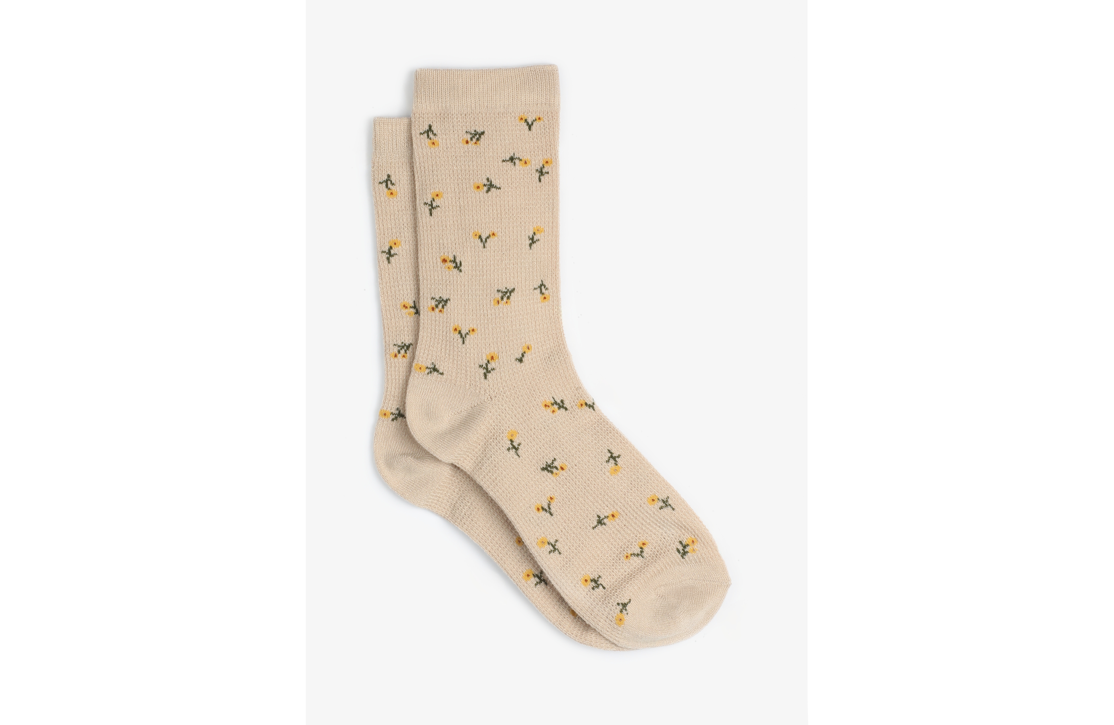 Waffle Floral Crew Socks