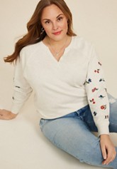 Plus Size Love Applique Dip Dye Relaxed Fit Sweatshirt