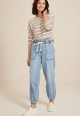 Soft Light Denim Mid Rise Ankle Jogger, C2806, small
