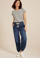 Soft Dark Denim Mid Rise Ankle Jogger, DARK SANDBLAST, small